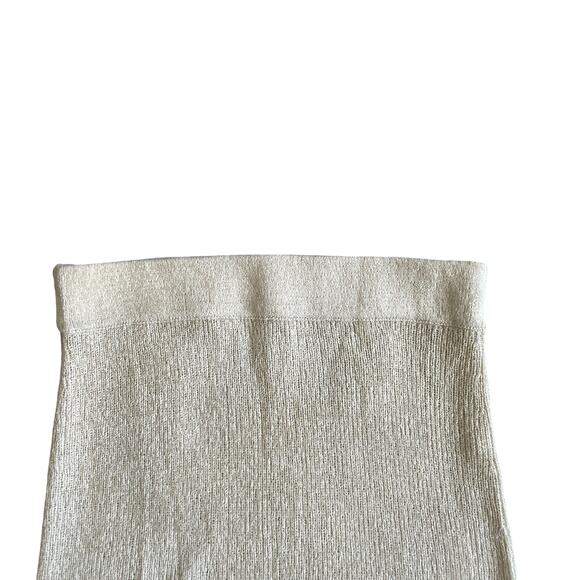 CALVIN KLEIN Plain Rib-Knit Midi Pencil Skirt Creamy Beige Women's Size Small - Picture 3 of 11